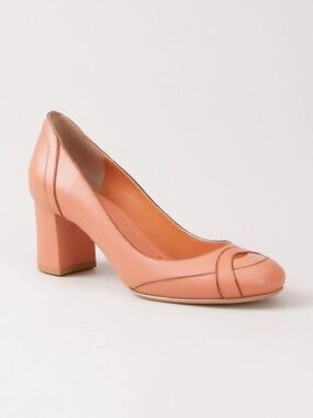 Sarah Chofakian Mid-Heel Pumps Peach Block Heel Pump Vintage Style EU 37